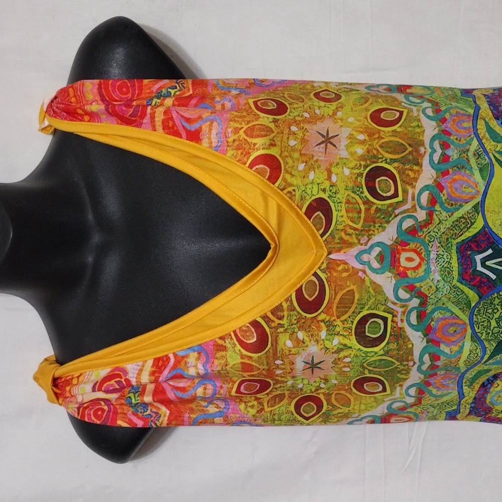 Colorful Boho Drop Crotch Harem Jumpsuit Womens Racerback Festival Yoga Romper L - Picture 4 of 12